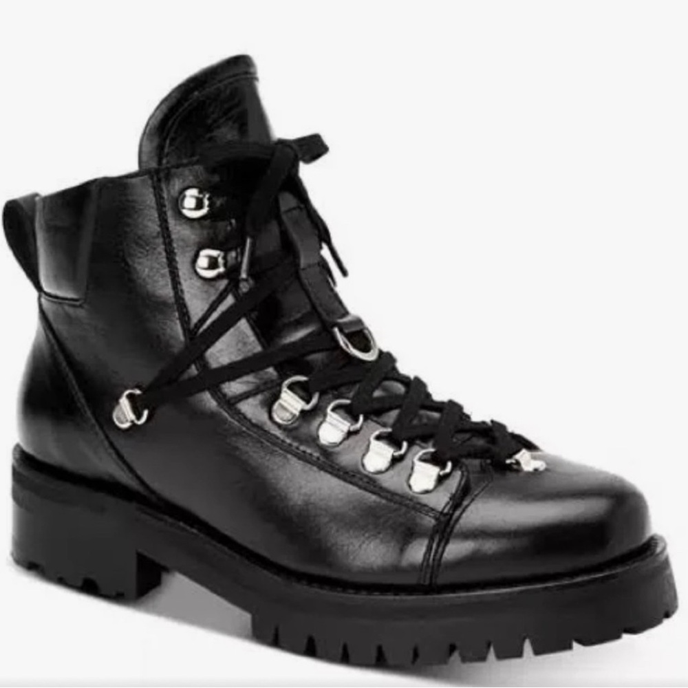 AllSaints Womens Bootie Black Lia Calf Leather Drawstring Boots 39 (8.5W)